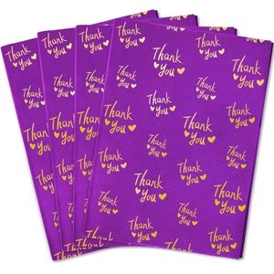 (20 X 14) SIZE - 50 Sheets of Purple & Gold Thank You Tissue Paper